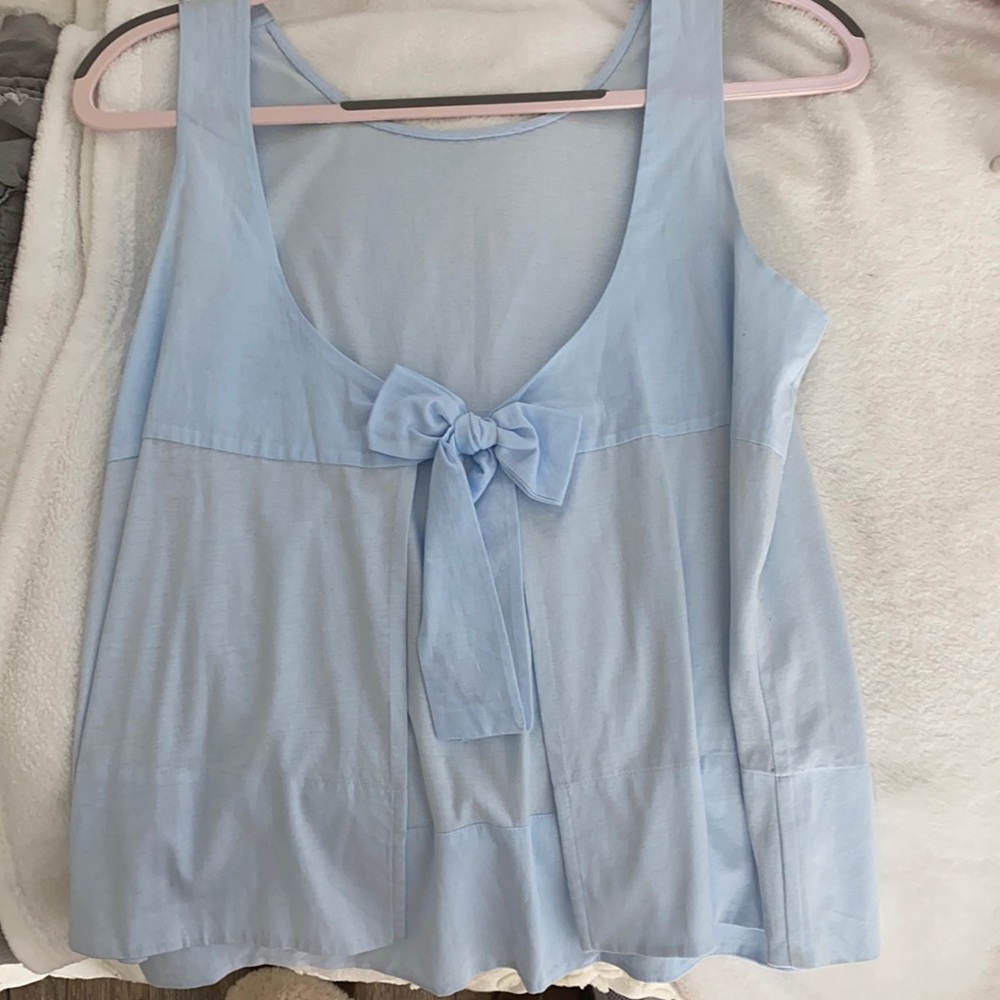 Blue tank top with open back